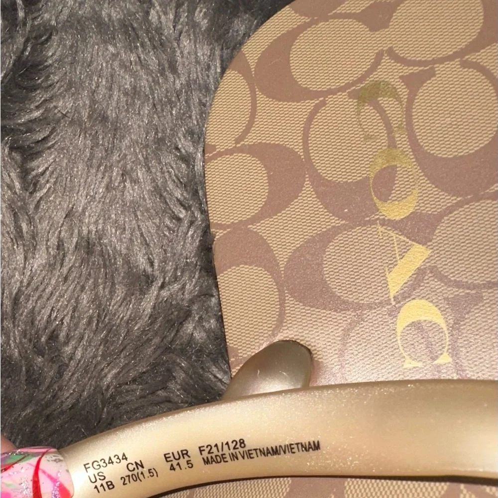 Coach Gold and Tan Signature Sandals - Picture 6 of 10